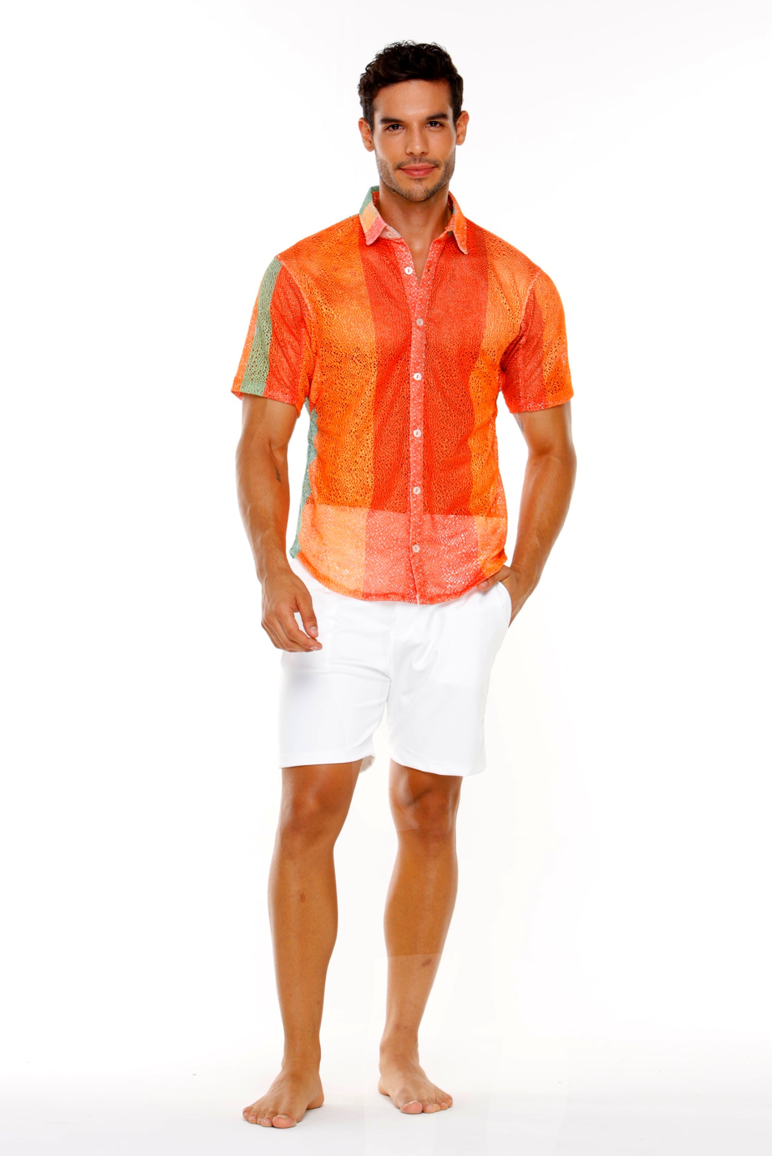 Orange Rayas Papaya Shirt