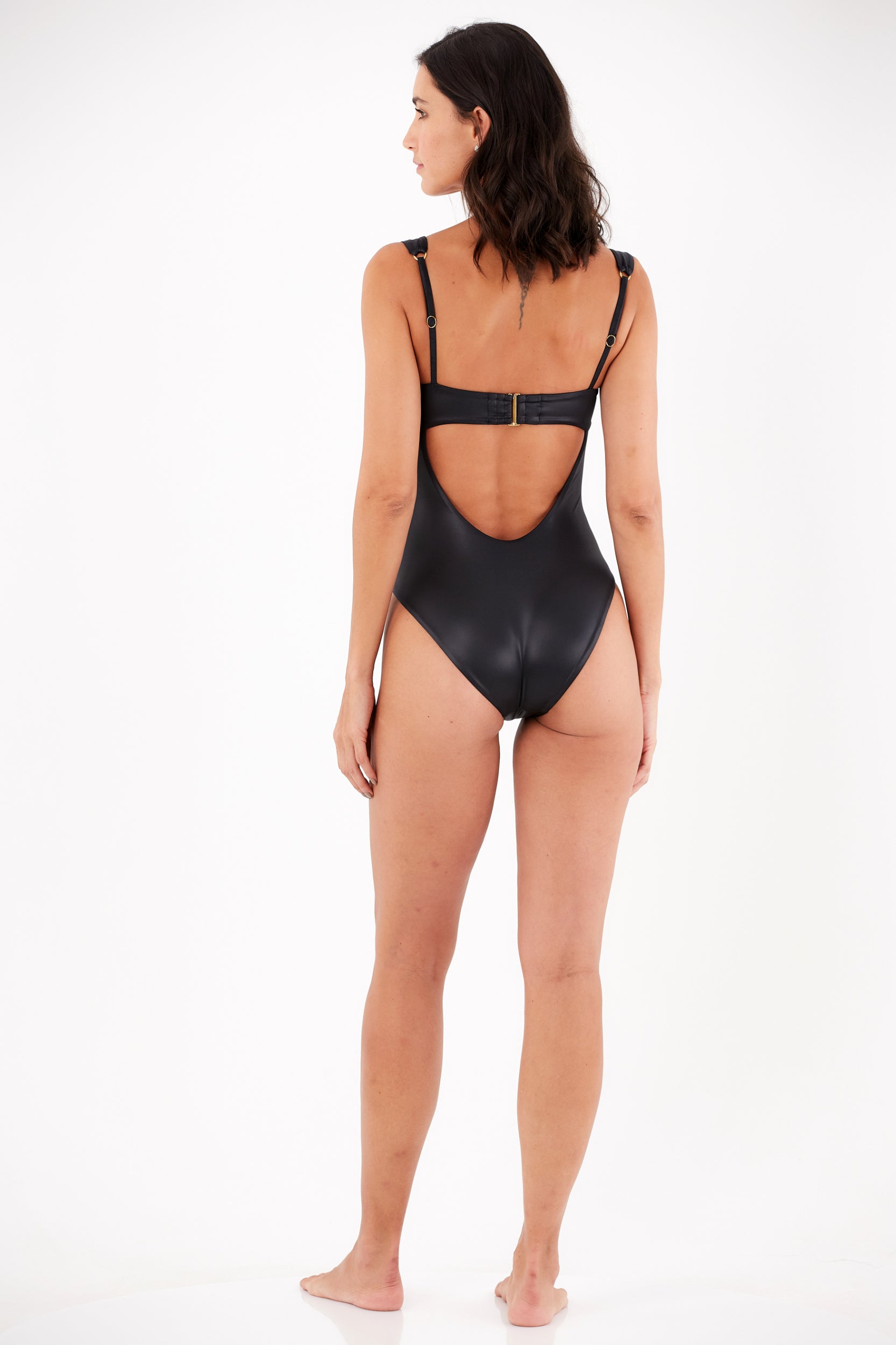 ALBA SATIN BLACK ONE PIECE