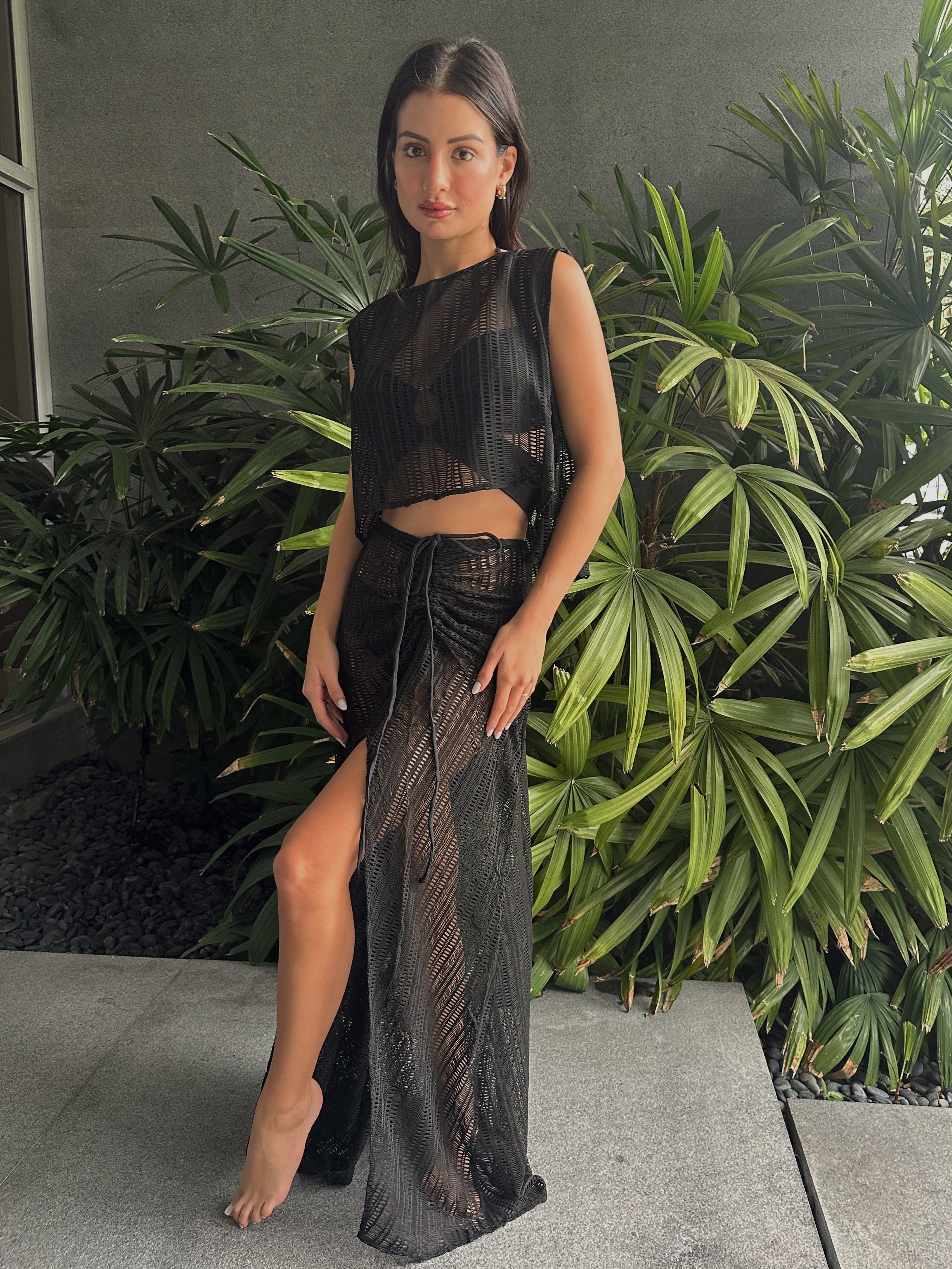 Delia Black Long Skirt