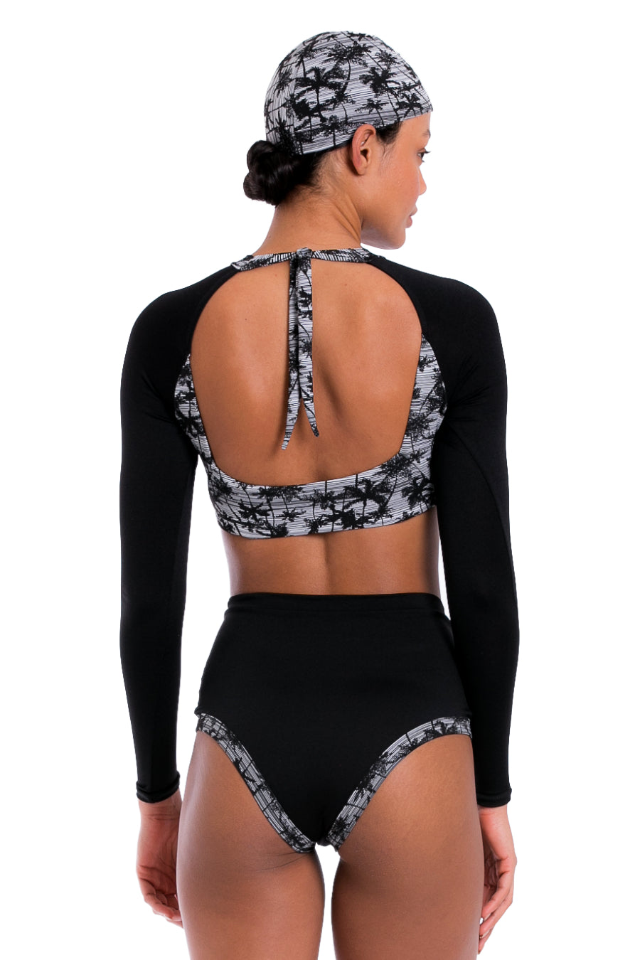 Black Athletic Long Sleeve Swimsuit