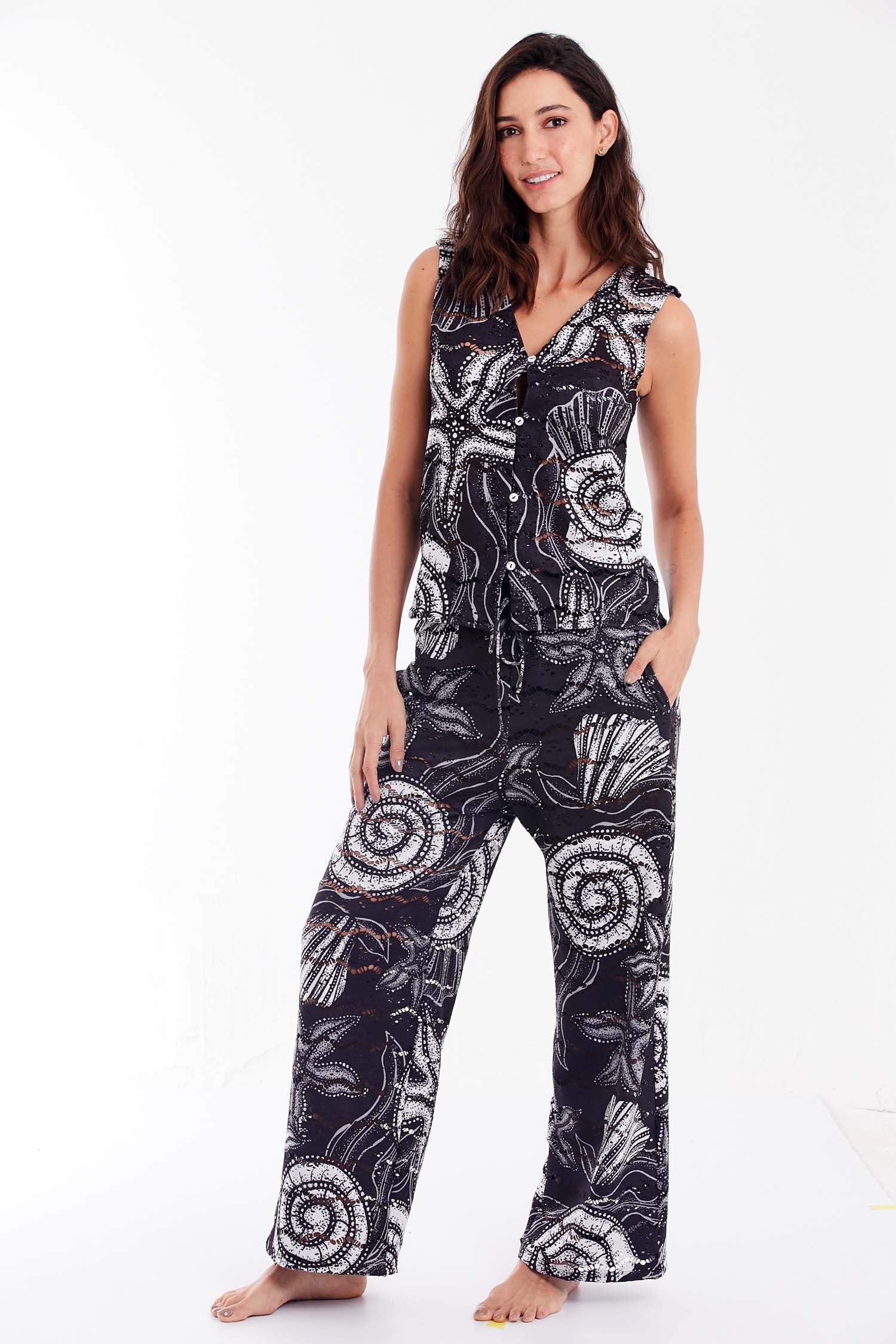 TATAN BLACK PRINT PANT