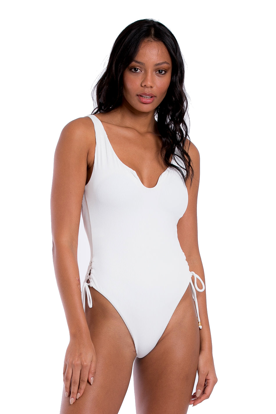 Natural White Ribbed Cala One Piece